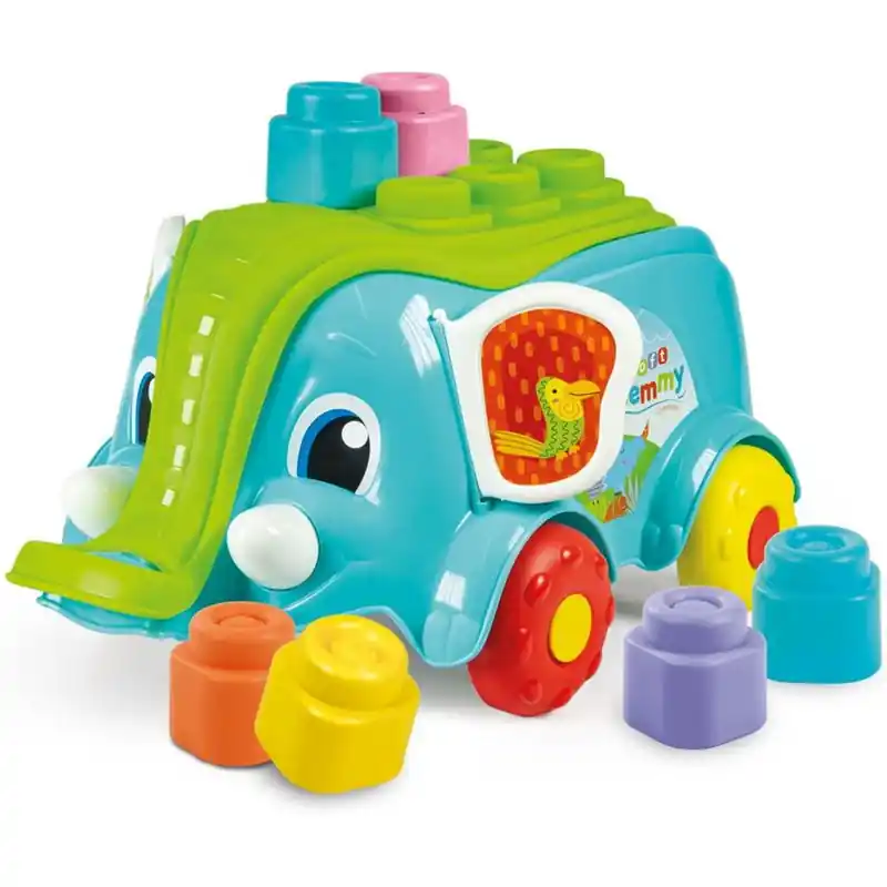 Clemmy baby soft - Vozík slůně a 10 kostek Cenový Hit
