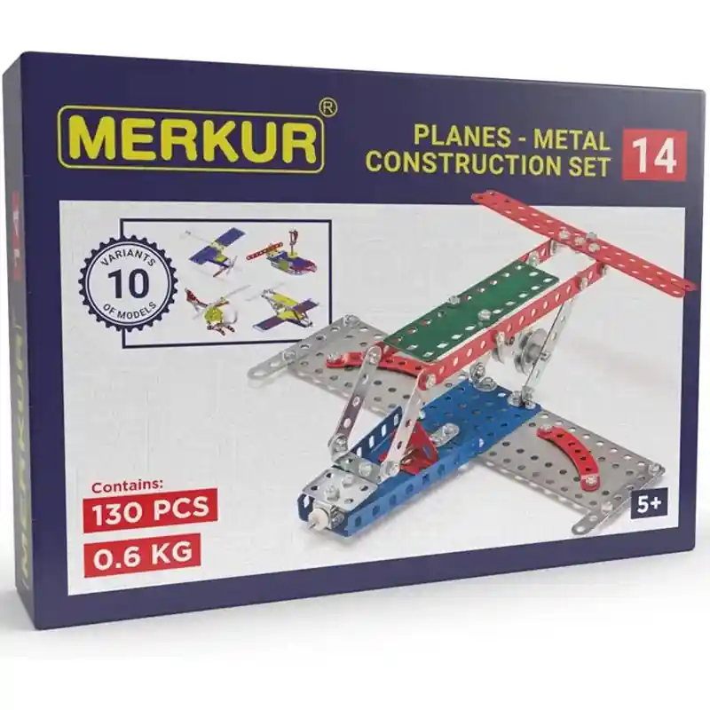 Tovární Cena Merkur - Stavebnice M14 Letadla - 10 modelů, 130 dílků
