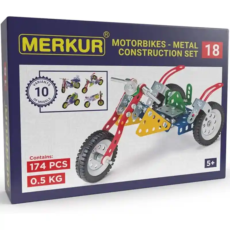 Merkur - Stavebnice M18 Motocykly - 10 modelů, 174 dílků Vysoce Kvalitní