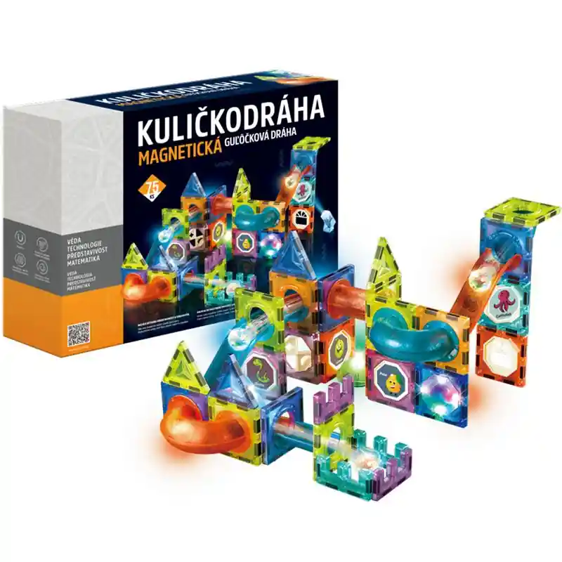 Odeslání Ihned Magnetická stavebnice - Kuličkodráha se světlem, 75 dílků (Alltoys)