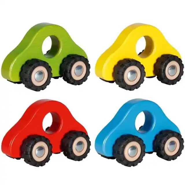 Originální Auto - Barevné dřevěné s gumovými koly, 1ks (Goki)