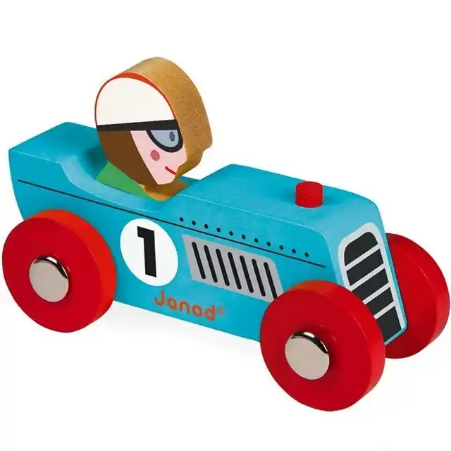 Kup Teď Auto - Retro dřevěné, Závodní tyrkysové (Janod)