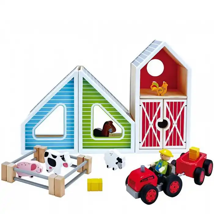 Farma - Dřevěna variabilní s traktorem (Hape) Značkový