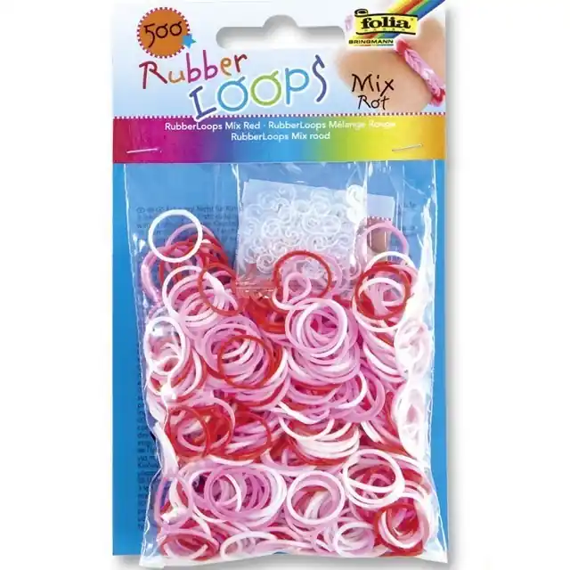 Gumičky pletací - Rubber Loops, Mix červená, 500ks (Folia) Vrácení Zdarma