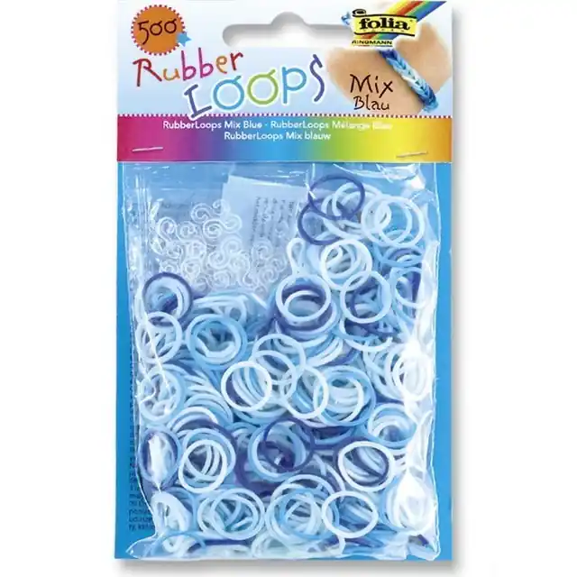 Gumičky pletací - Rubber Loops, Mix modrá, 500ks (Folia) Novinka