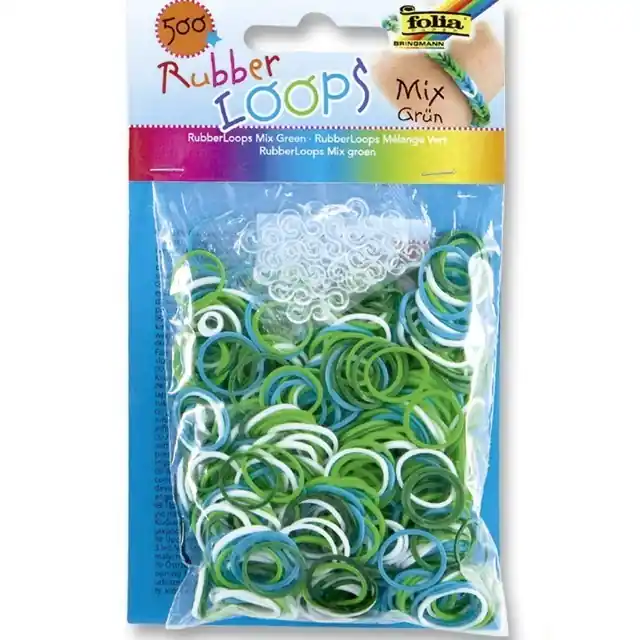 Značkový Gumičky pletací - Rubber Loops, Mix zelená, 500ks (Folia)