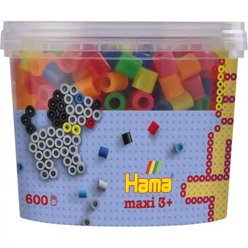 Cenově Výhodný Hama zažehlovací korálky - MAXI Kyblík, 600ks 6 barev neonové