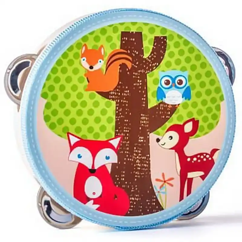 Hudba - Tamburína, Lesní zvířátka, 15cm (Woody) Značkový