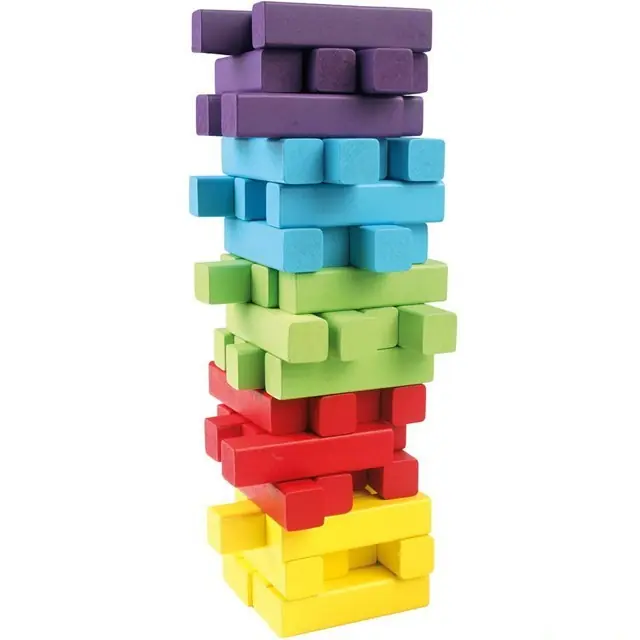 Jenga barevná - Hra věž, 60 kostiček + kostka (Bino) Časově Omezené