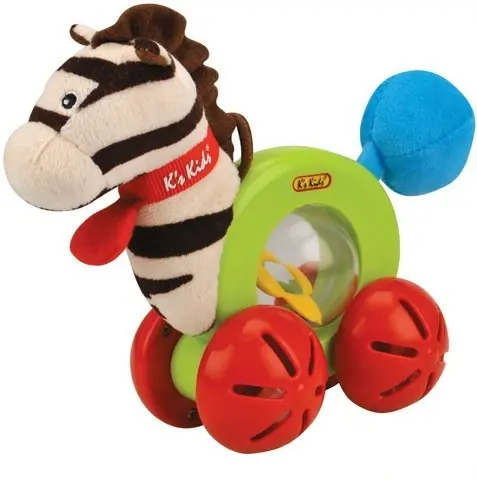K’s Kids - Zebra na kolečkách s chrastícím tělem Sleva