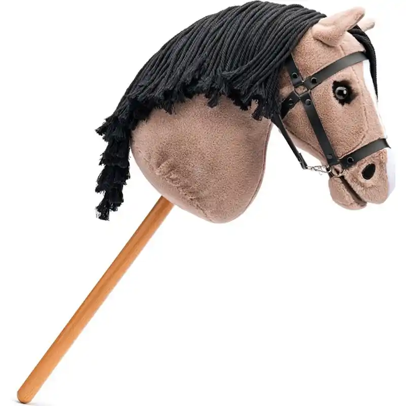 Víkendová Akce Koňská hlava na tyči - Hobby horse Lady Anne hnědobéžová provázková hříva (Faunica)