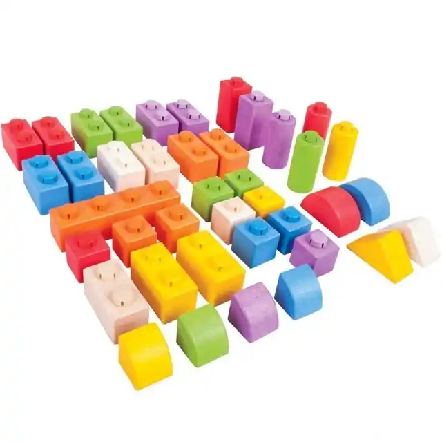 Horká Nabídka Kostky - Dřevěné spojkostky, Set střední, 40ks (Bigjigs)