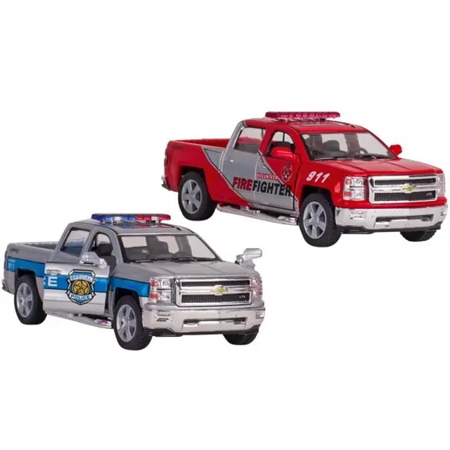 Kovový model - Auto Chevrolet Silverado (2014) policie-hasiči, 1 46, 1ks Sezónní Sleva
