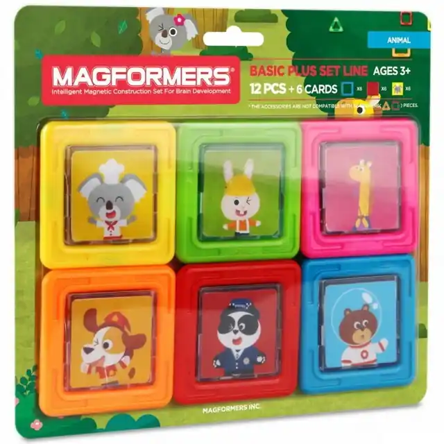 Magformers - Kartičky zvířátka, 12 ks Autentický