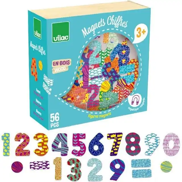 Magnetky - Číslice dřevěné, 56ks (Vilac) Levný