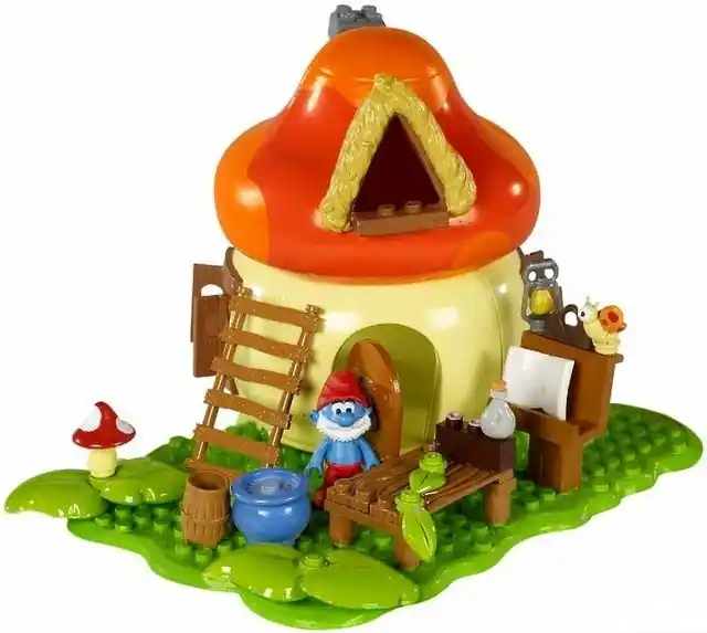 Mega Bloks - Šmoulové, Stavebnice Taťka Šmoula s domečkem Tovární Cena