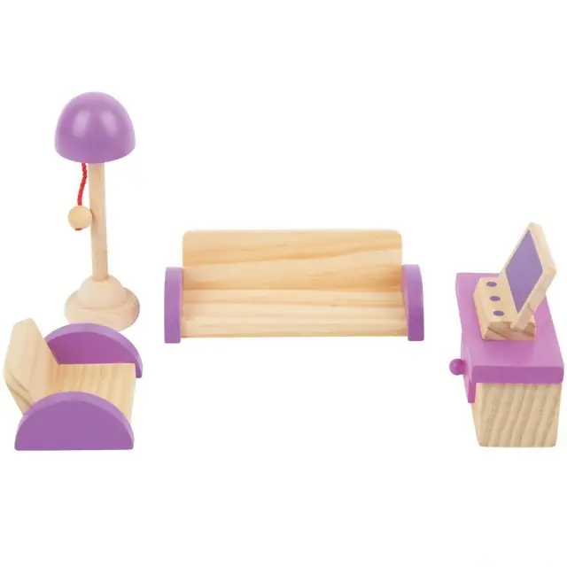 Speciální Cena Nábytek pro panenky - Obývací pokoj dřevěný (Small foot)