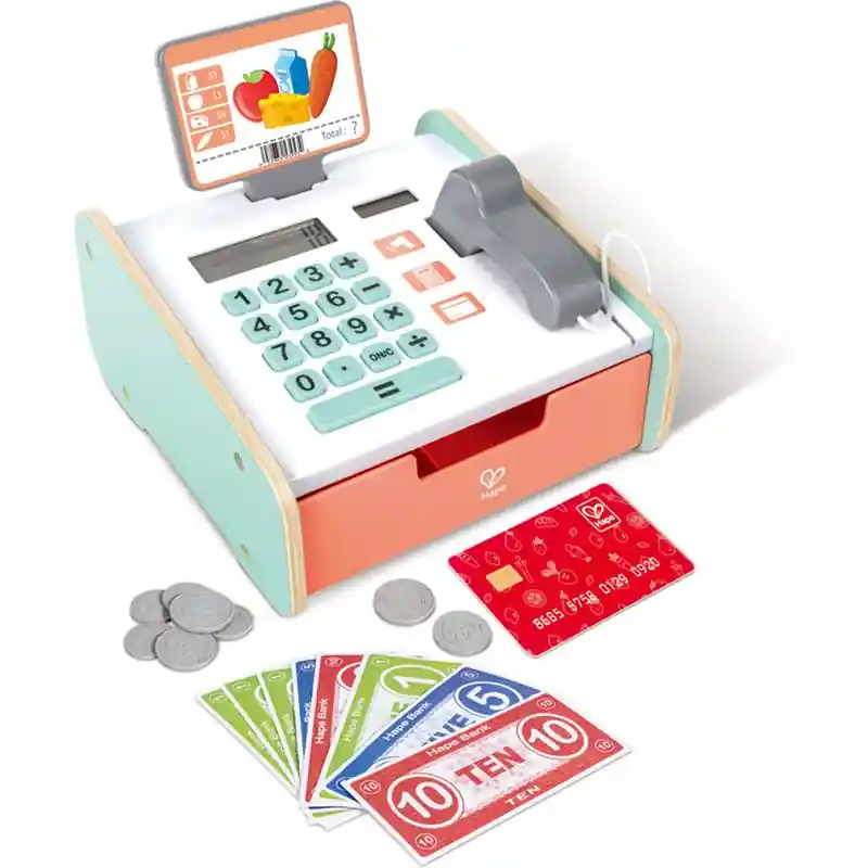 Prodejna - Dětská pokladna dřevěná s kalkulačkou (Hape) Akční Nabídka