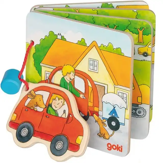 První knížka - Jedeme na dovolenou, 4 dřevěné listy (Goki) Super Cena