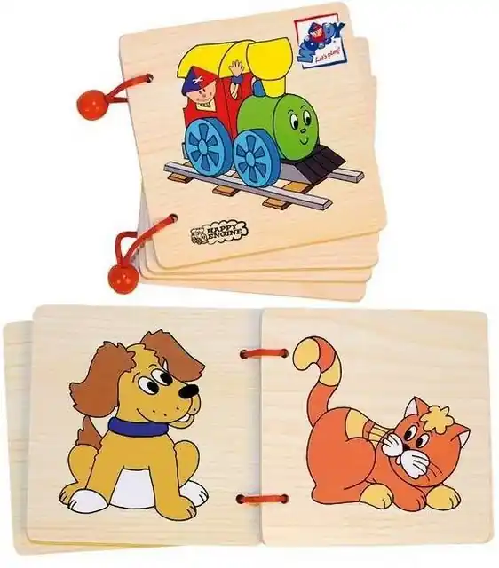 První knížka - Mašinka, 4 dřevěné listy (Woody) Ověřený