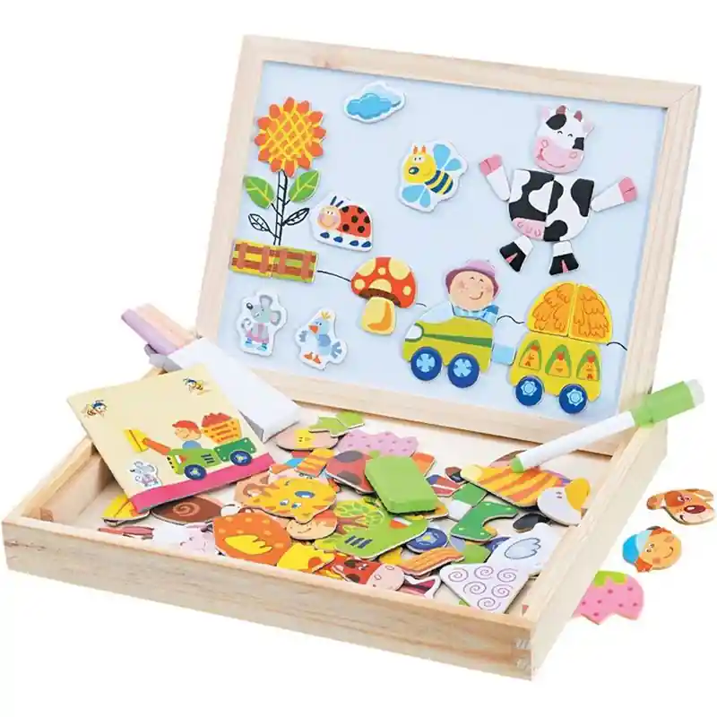 Nová Kolekce Puzzle magnetické - Magnet-křída, Farma, 102ks (2Kids Toys)