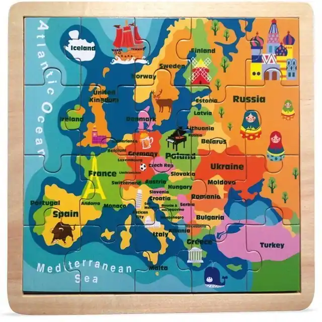 Puzzle na desce - Mapa Evropy, 20ks (Legler) Nejlepší Cena
