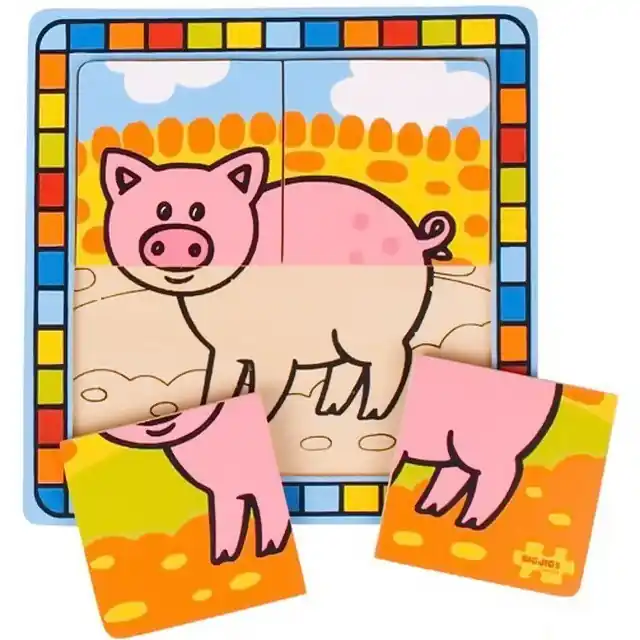 Puzzle pro nejmenší - Na desce, Prase (Bigjigs) Cenová Bomba