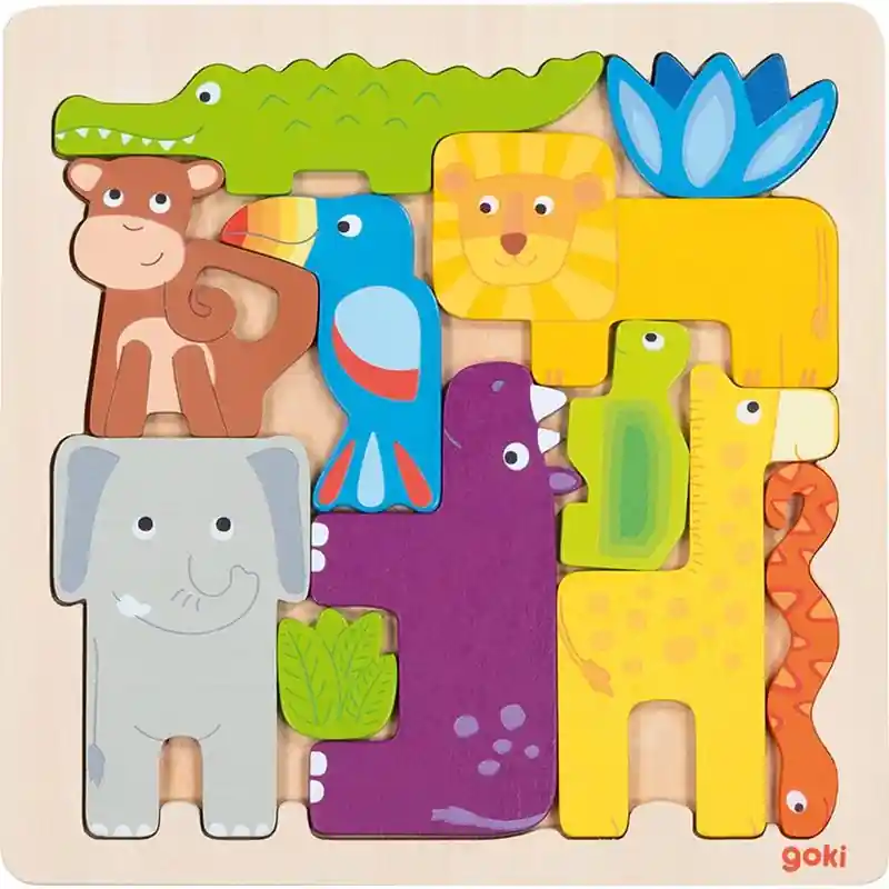 Puzzle pro nejmenší - Na desce, Safari, 11ks (Goki) Poslední Šance