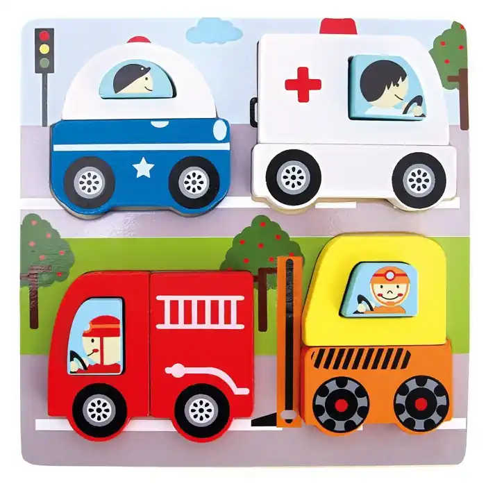 Ověřený Puzzle pro nejmenší - Vkládačka, Záchranná vozidla 3D (Bino)