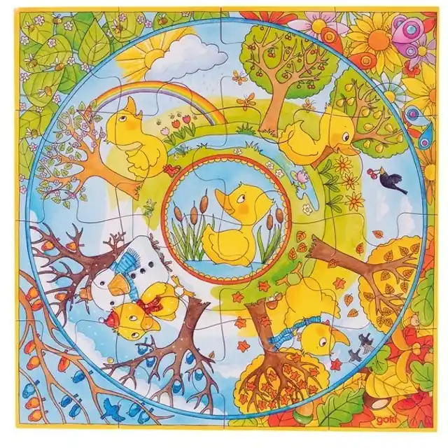 Puzzle pro nejmenší - XL, Rok s malou kačenkou, 16ks (Goki) Finální Výprodej