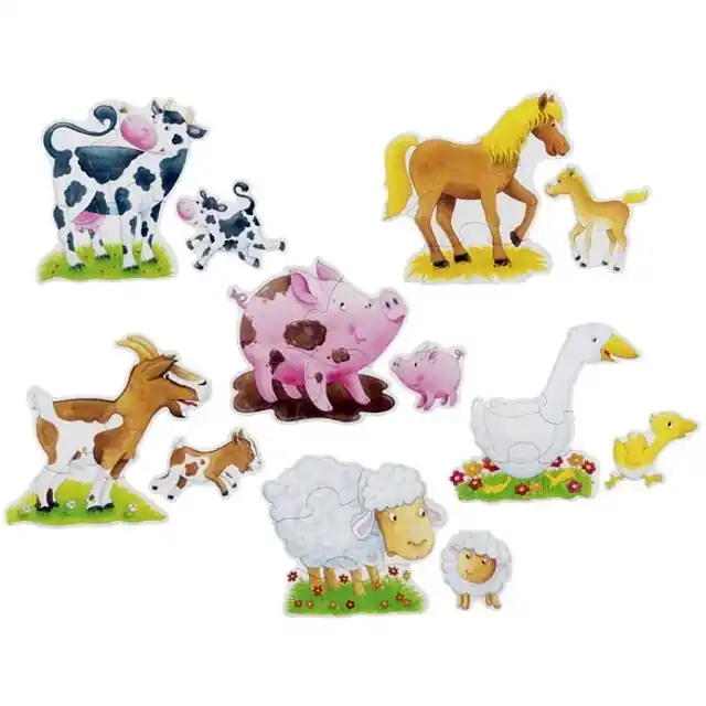 Must-Have Puzzle pro nejmenší - Zvířátka z farmy karton XXL, 24ks (Goki)