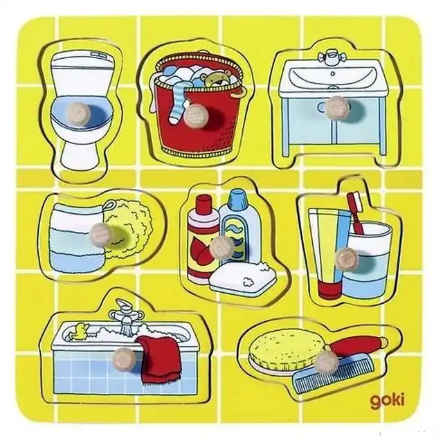 Sleva Puzzle vkládací - Koupelna, 8ks (Goki)