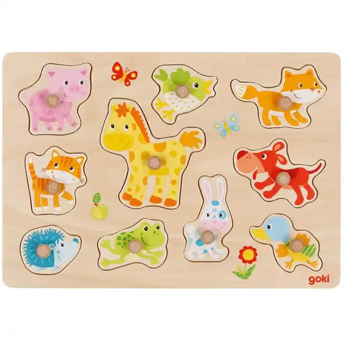 Puzzle vkládací - Zvířecí mláďata, 10ks (Goki) Originální