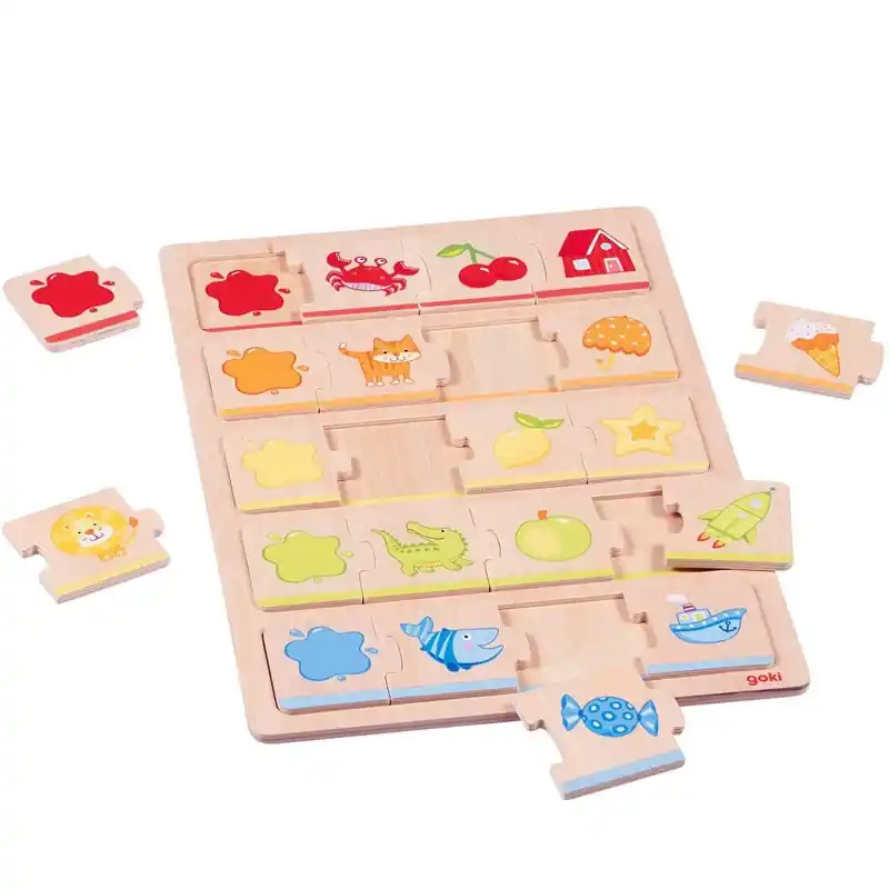 Jen Po Omezenou Doba Puzzle výukové - Co kam patří, Třídíme barvy, 20 dílků (Goki)
