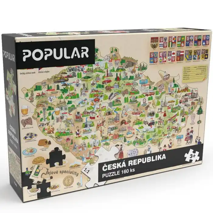 Puzzle z kartónu - Mapa České republiky, 160ks (Popular) Nová Kolekce