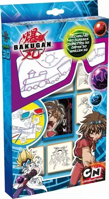 Razítka dřevěná - Bakugan, 5ks + 3D brýle (box) Jen Po Omezenou Doba