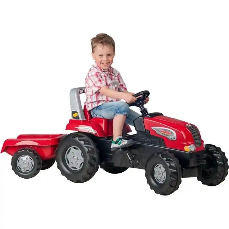 Oblíbený Rolly Toys - Šlapací traktor Junior s vlečkou, červený