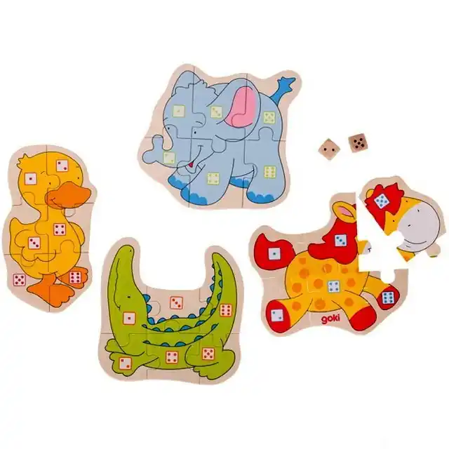 Společenská hra - Kostková hra puzzle zvířátka (Goki) Pouze Dnes